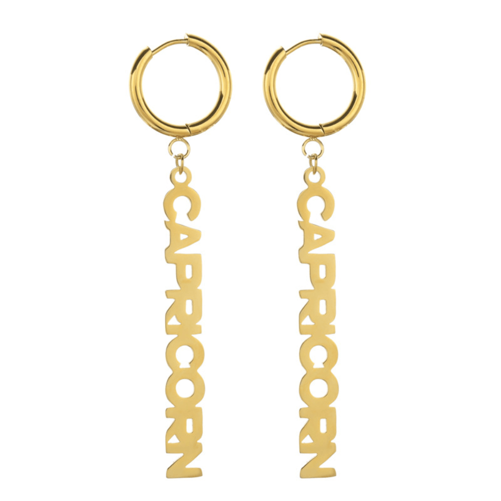 Fashion Stainless Steel English Font Stainless Steel Zodiac Sign Earrings Hoop Jewelry Women