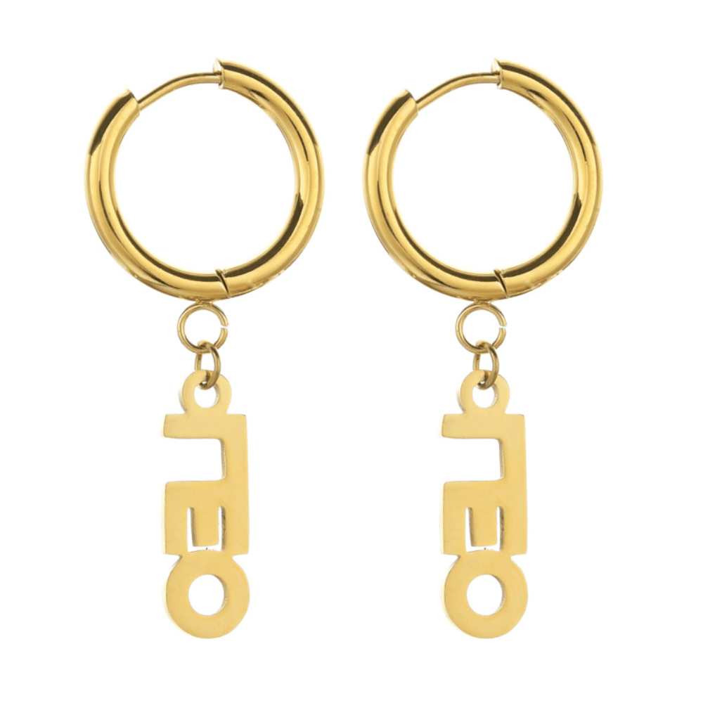 Fashion Stainless Steel English Font Stainless Steel Zodiac Sign Earrings Hoop Jewelry Women