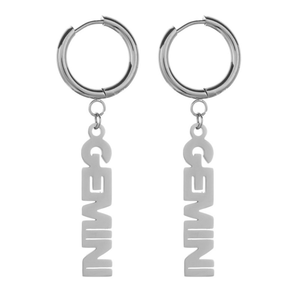 Fashion Stainless Steel English Font Stainless Steel Zodiac Sign Earrings Hoop Jewelry Women