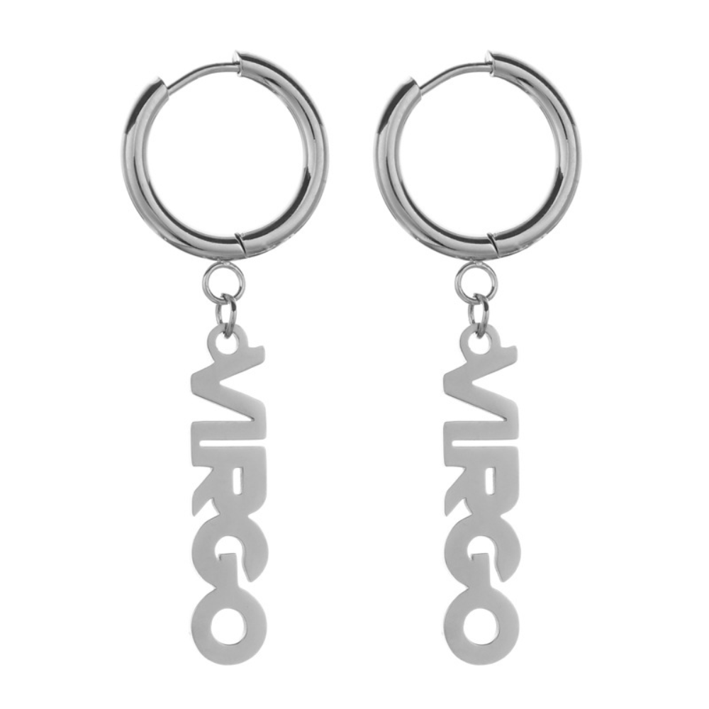 Fashion Stainless Steel English Font Stainless Steel Zodiac Sign Earrings Hoop Jewelry Women