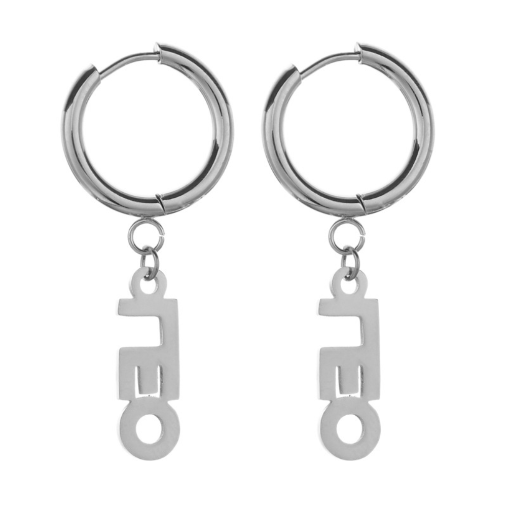 Fashion Stainless Steel English Font Stainless Steel Zodiac Sign Earrings Hoop Jewelry Women