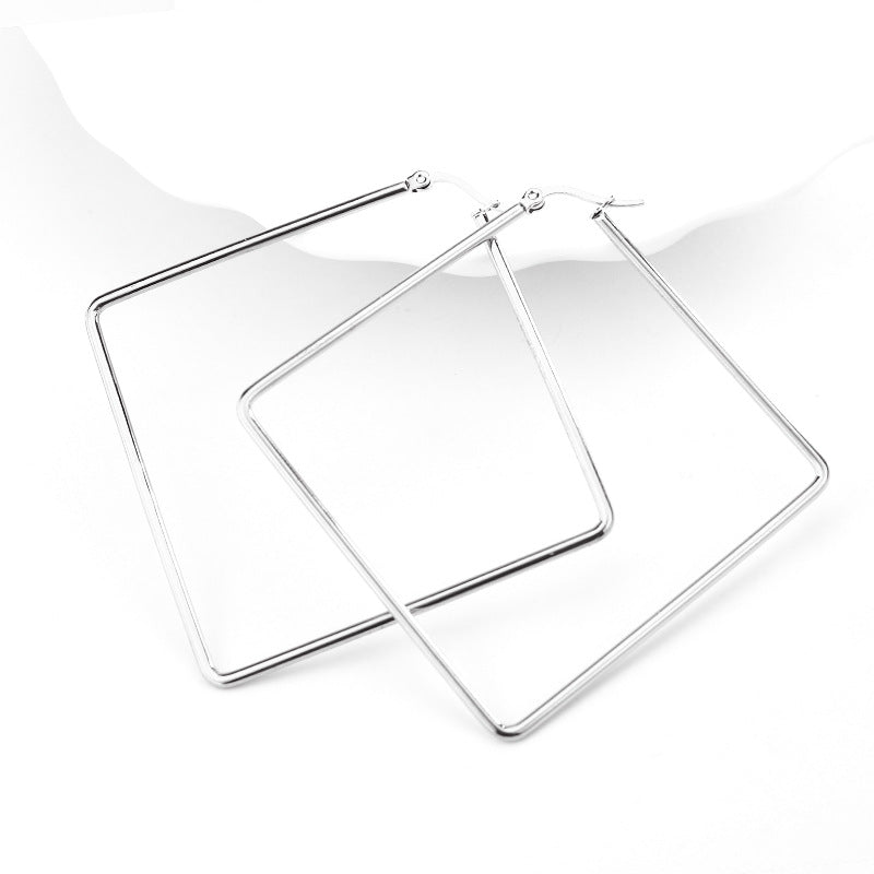 2mm thick stainless steel geometric hoop huggie dangle earring designer diy beads hooped fringe boho party earrings accessories