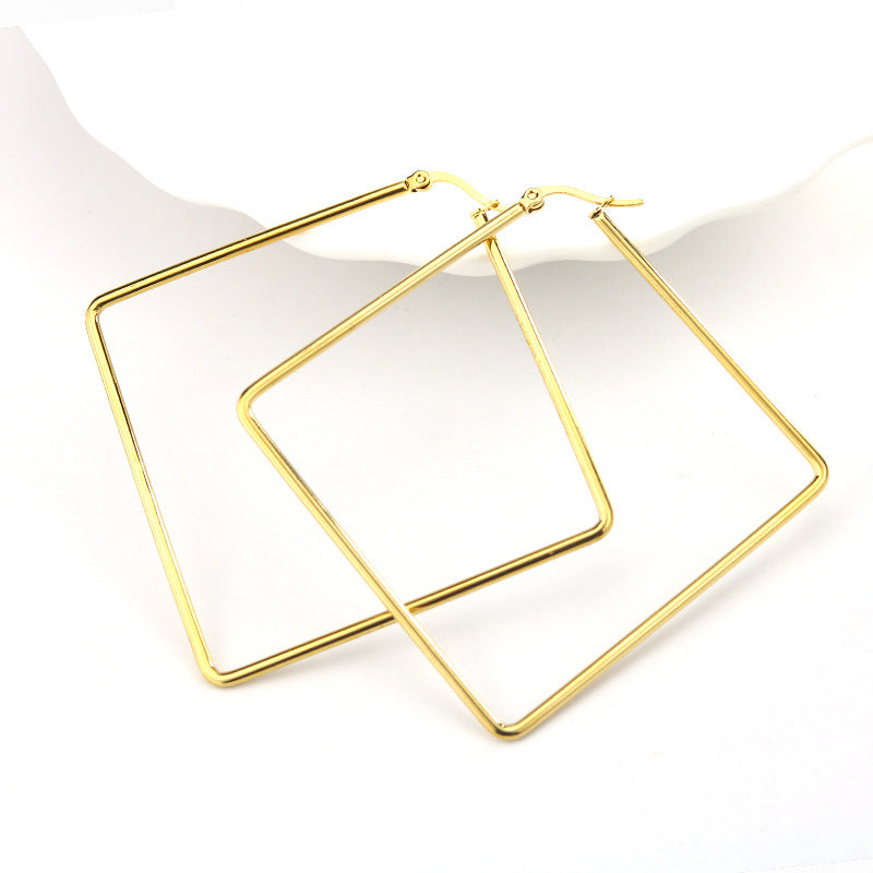 2mm thick stainless steel geometric hoop huggie dangle earring designer diy beads hooped fringe boho party earrings accessories