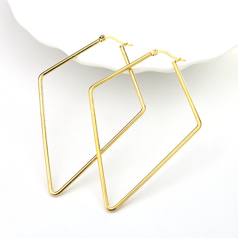 2mm thick stainless steel geometric hoop huggie dangle earring designer diy beads hooped fringe boho party earrings accessories