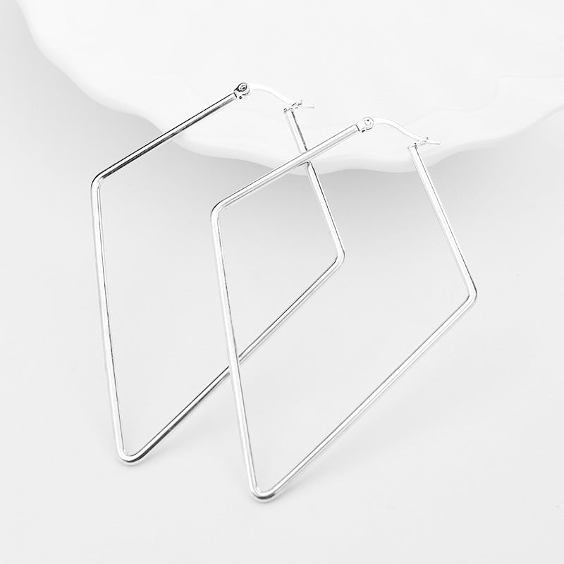 2mm thick stainless steel geometric hoop huggie dangle earring designer diy beads hooped fringe boho party earrings accessories