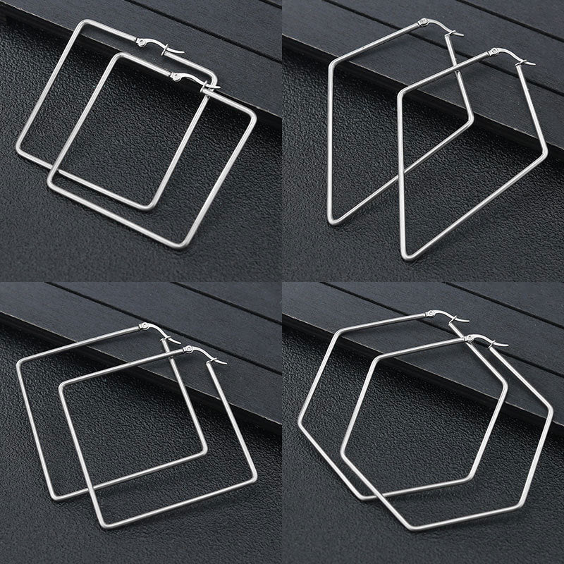 2mm thick stainless steel geometric hoop huggie dangle earring designer diy beads hooped fringe boho party earrings accessories