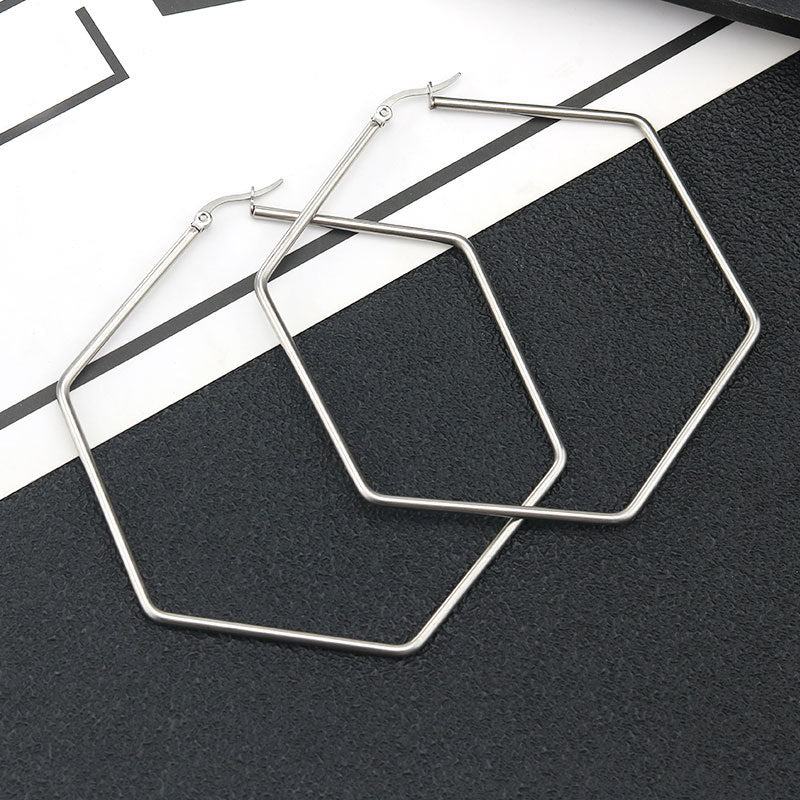 2mm thick stainless steel geometric hoop huggie dangle earring designer diy beads hooped fringe boho party earrings accessories