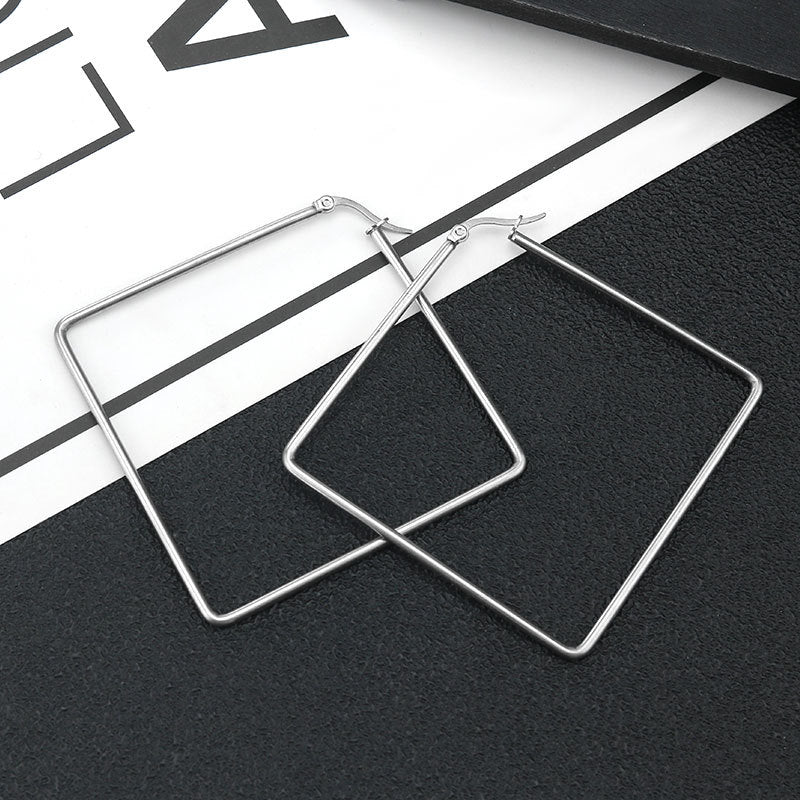 2mm thick stainless steel geometric hoop huggie dangle earring designer diy beads hooped fringe boho party earrings accessories
