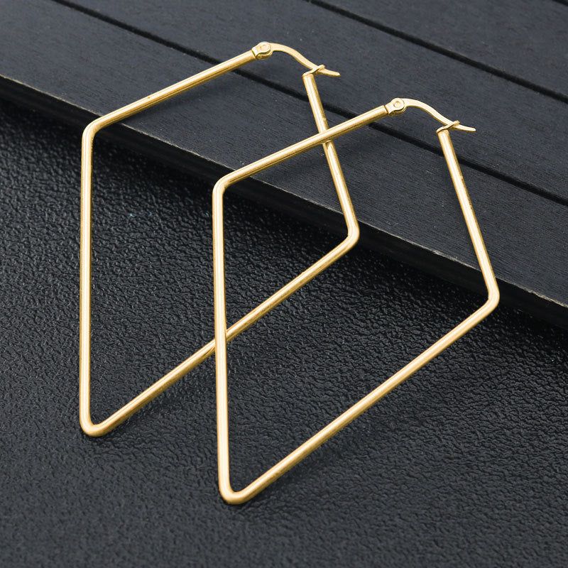 2mm thick stainless steel geometric hoop huggie dangle earring designer diy beads hooped fringe boho party earrings accessories