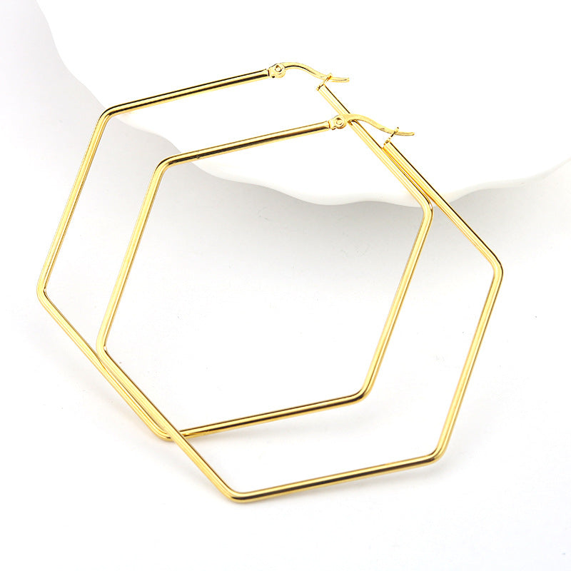 2mm thick stainless steel geometric hoop huggie dangle earring designer diy beads hooped fringe boho party earrings accessories