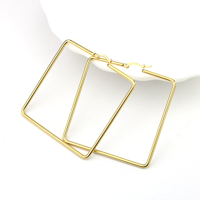 2mm thick stainless steel geometric hoop huggie dangle earring designer diy beads hooped fringe boho party earrings accessories