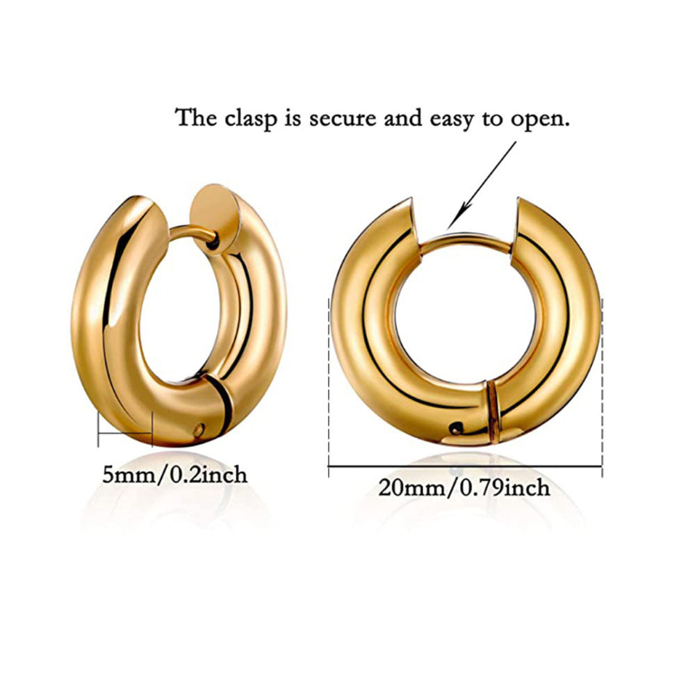 wholesale stainless steel 5mm thick 10mm hoop gold earrings jewelry unisex for men women China manufacturer factory supplier