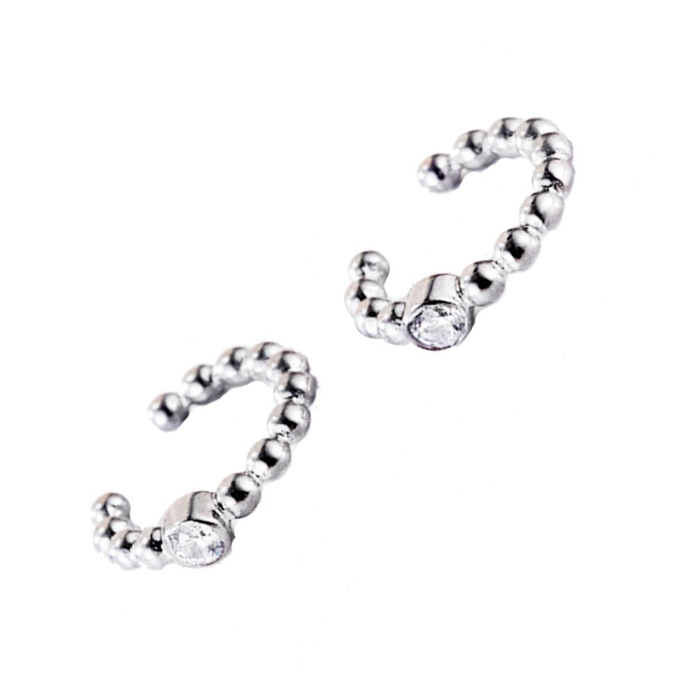 Wholesale Stainless Steel Ear Cartilage Cuffs 18k Gold Plated with Zircon Charm Bead Cuff Earrings Jewelry Earring Supplier