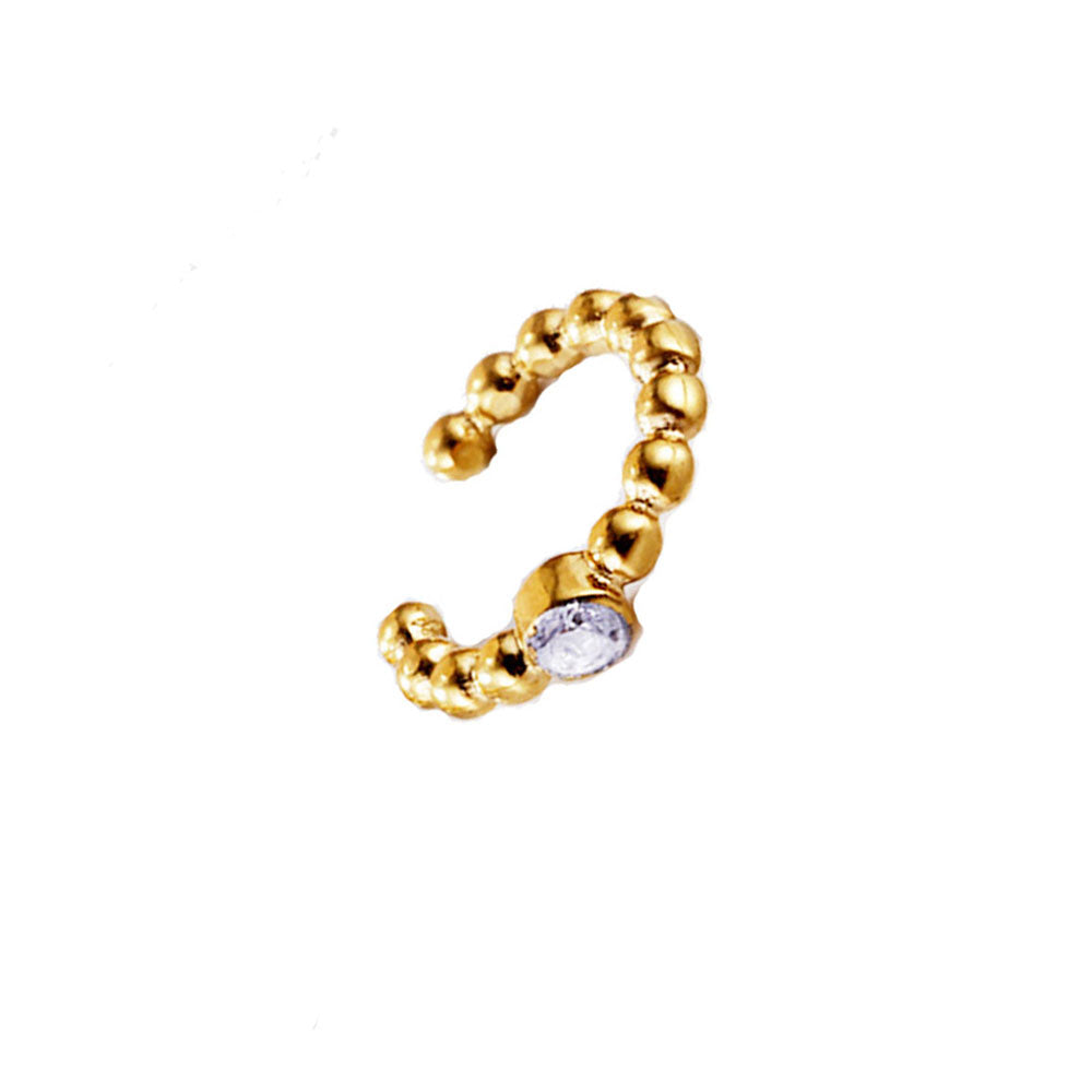 Wholesale Stainless Steel Ear Cartilage Cuffs 18k Gold Plated with Zircon Charm Bead Cuff Earrings Jewelry Earring Supplier