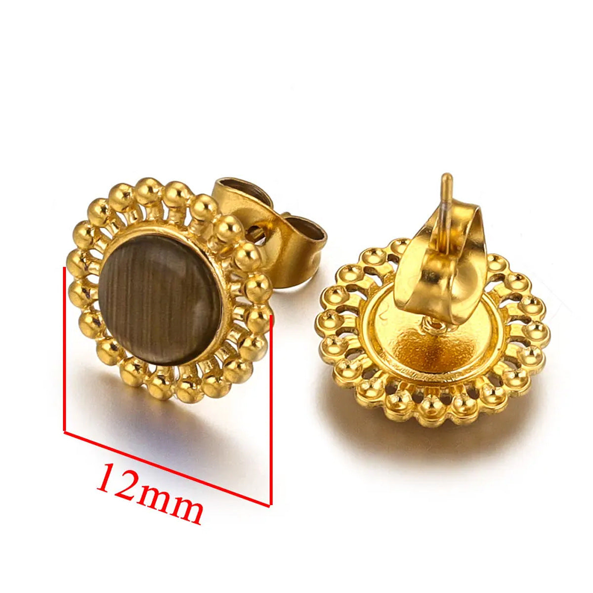 fashion small tiny stainless steel diamond green glass stone crystal stud earrings designs sets collections jewelry