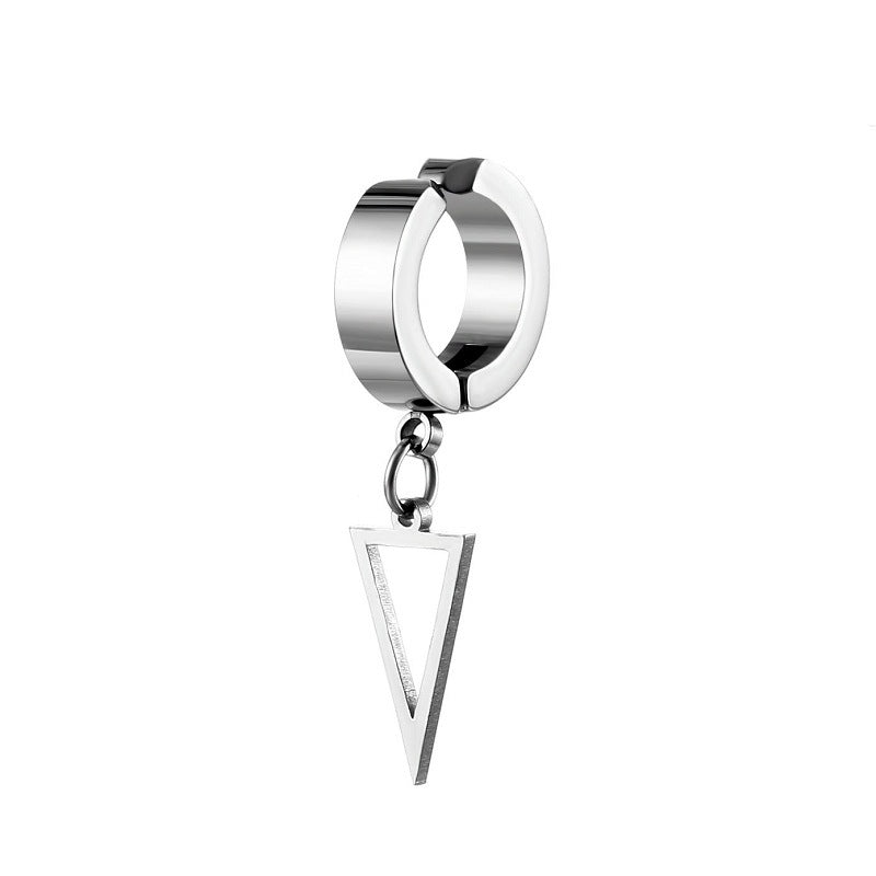 Stainless Steel Clip on Ear Cuff Hoops with Charm Dangles Star Triangle Earrings Unisex Men and Women Non-pierced Support