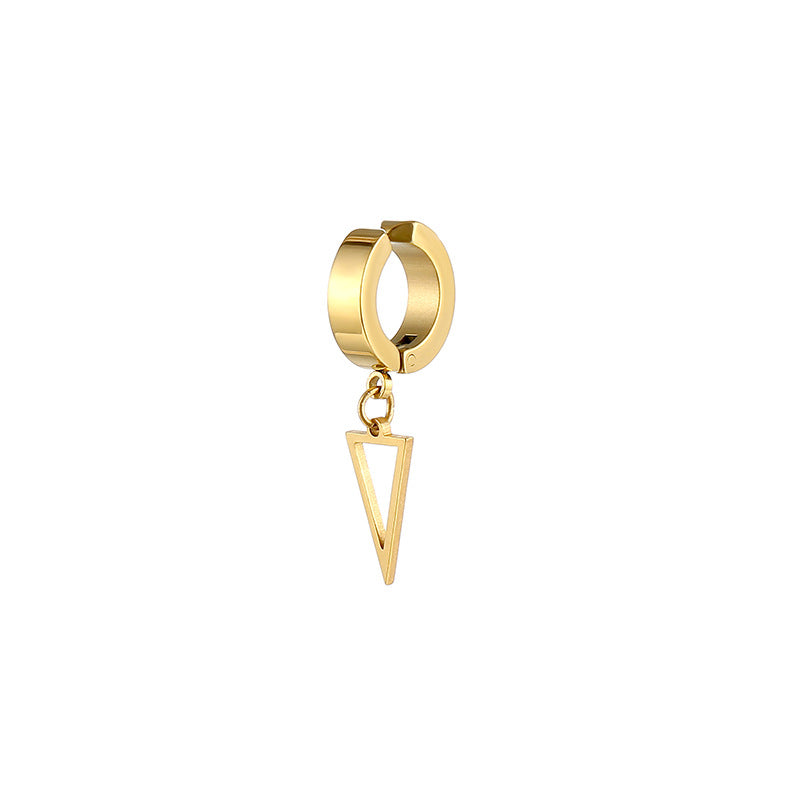 Stainless Steel Clip on Ear Cuff Hoops with Charm Dangles Star Triangle Earrings Unisex Men and Women Non-pierced Support