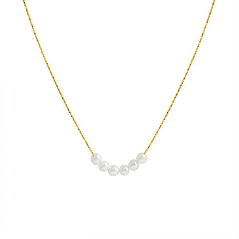 Women Fashion Stainless Steel 18k Gold Plated Plastic Baroque Pearl Beads Charm Chain Necklace Women Necklaces Jewelry