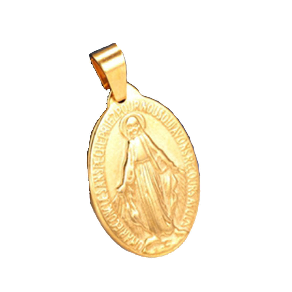 Fashion Blessed Stainless Steel Men's Women Miraculous Medal Holy Mother Virgin Mary Pendant Necklace Catholic Religious Jewelry