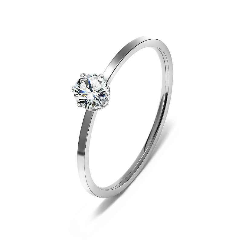 wholesale fashion stainless steel zircon bead charm women ring finger rings jewelry gold rose gold silver china supplier