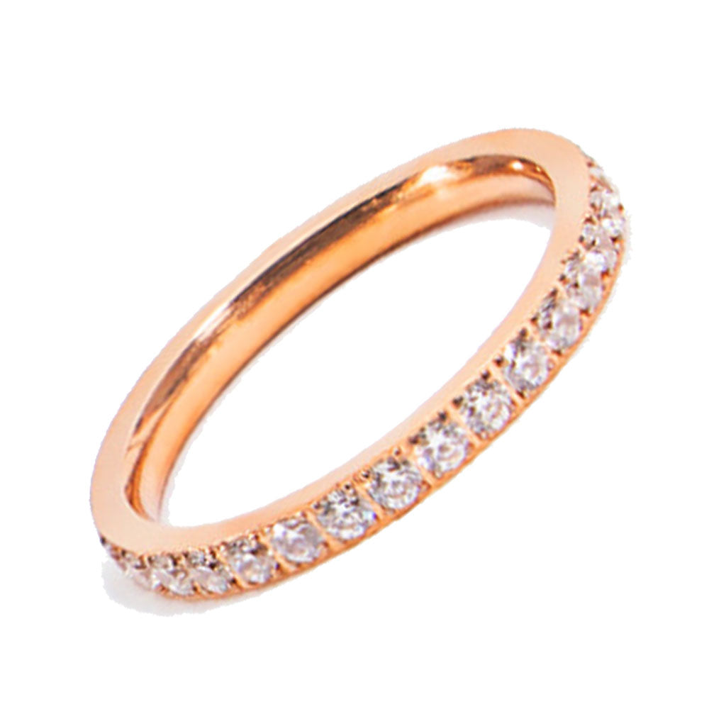 wholesale fashion light luxury stainless steel zircon beads glitter waterproof ring finger rings jewelry unisex china supplier