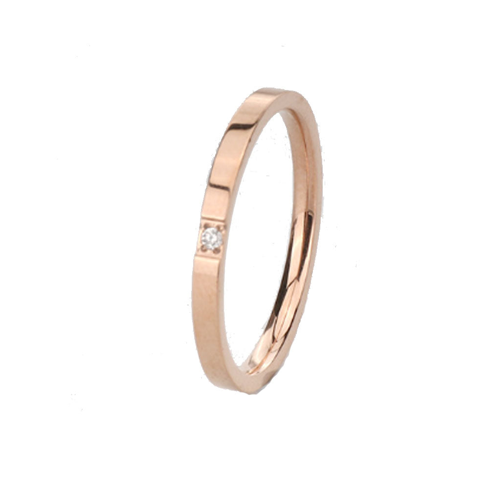 Wholesale Fashion Wedding Party Stainless Steel 2mm 1 & 3 Zircons Diamond Ring Finger Rings Jewelry Manufacturer Supplier