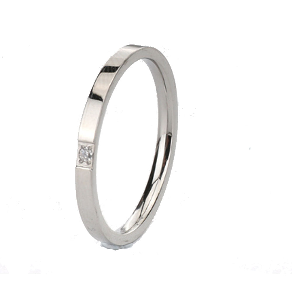 Wholesale Fashion Wedding Party Stainless Steel 2mm 1 & 3 Zircons Diamond Ring Finger Rings Jewelry Manufacturer Supplier