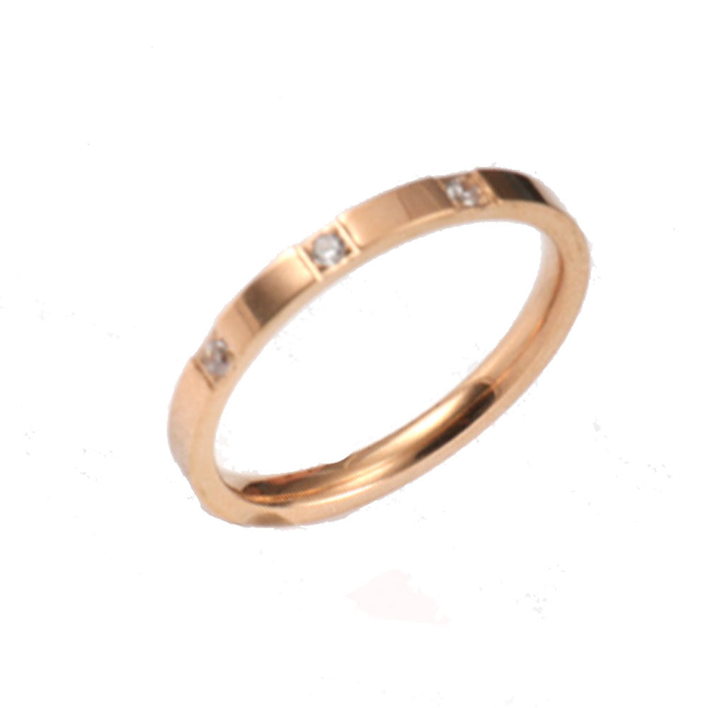 Wholesale Fashion Wedding Party Stainless Steel 2mm 1 & 3 Zircons Diamond Ring Finger Rings Jewelry Manufacturer Supplier