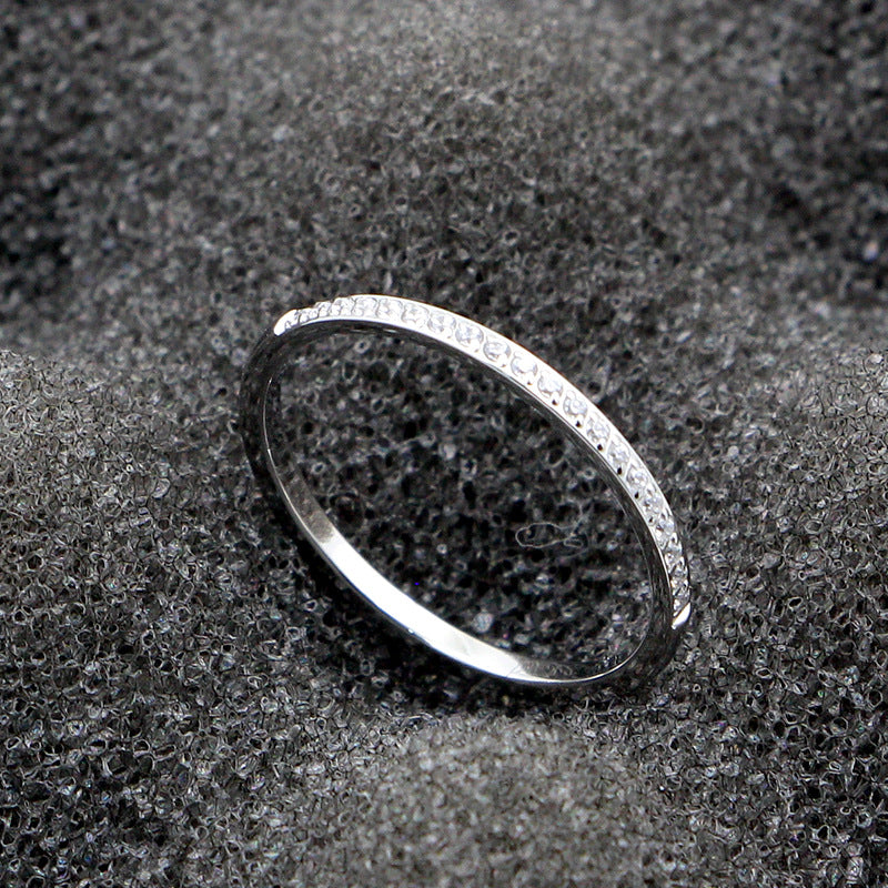 fashion female antique thin 1.5mm white cubic zircon zirconia anniversary design durability engagement eternity ring for women