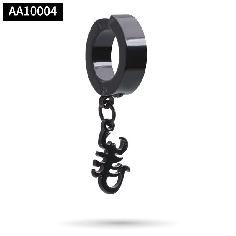 Stainless Steel Clip on Ear Cuff Hoops with Charm Dangles Star Cross Heart Earrings Unisex Men and Women Non-pierced Support