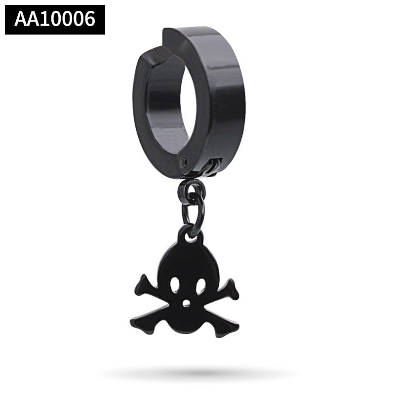 Stainless Steel Clip on Ear Cuff Hoops with Charm Dangles Star Cross Heart Earrings Unisex Men and Women Non-pierced Support
