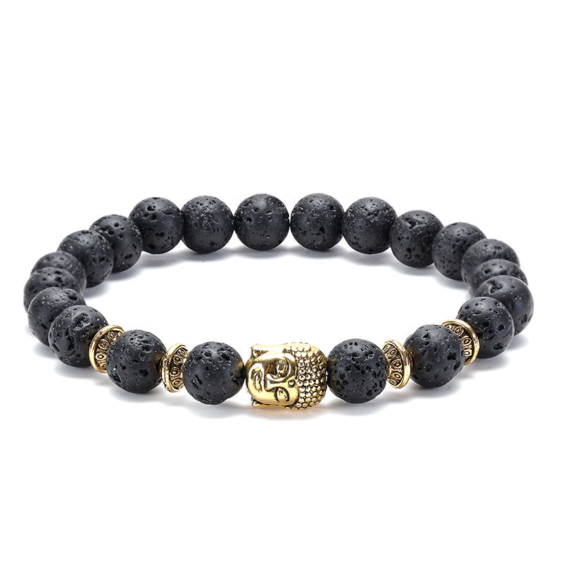 elastic cord lion buddha owl buddha wholesale lava rock beads beaded bracelet anti anxiety essential oil diffuser jewelry unisex