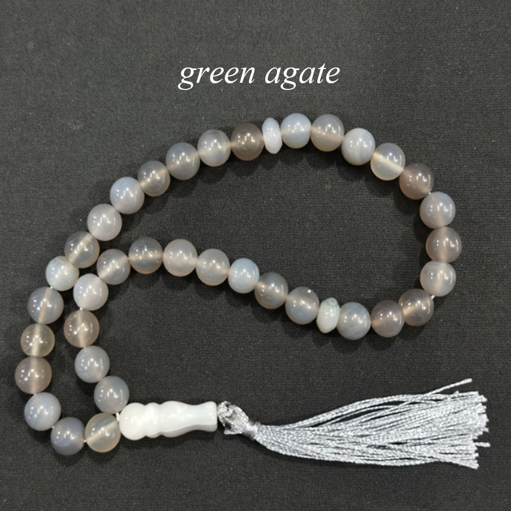 handmade boho natural gemstone rose quartz agate islamic muslim prayer 33 beads wrist bracelet tasbih tassel pendant accessory
