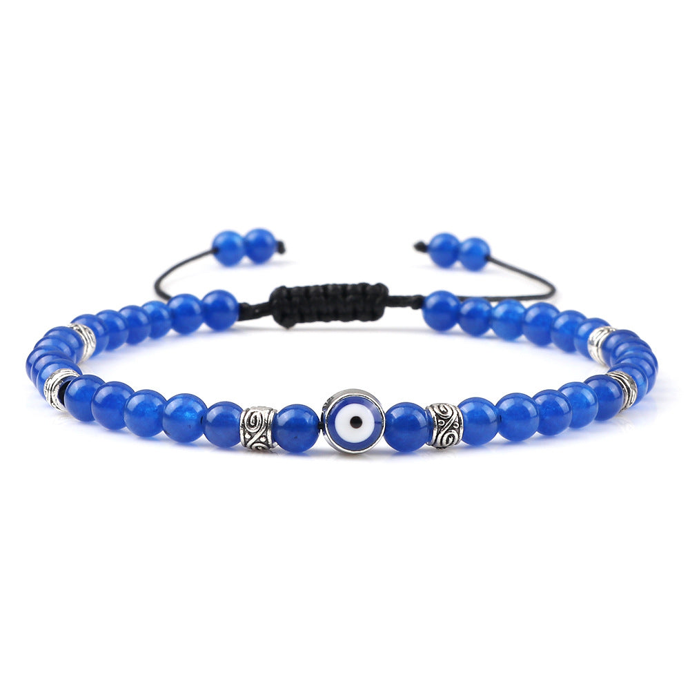 healing energy natural genuine gemstone crystal blue green black lava stone evil eyes charm bracelet design for women everyday