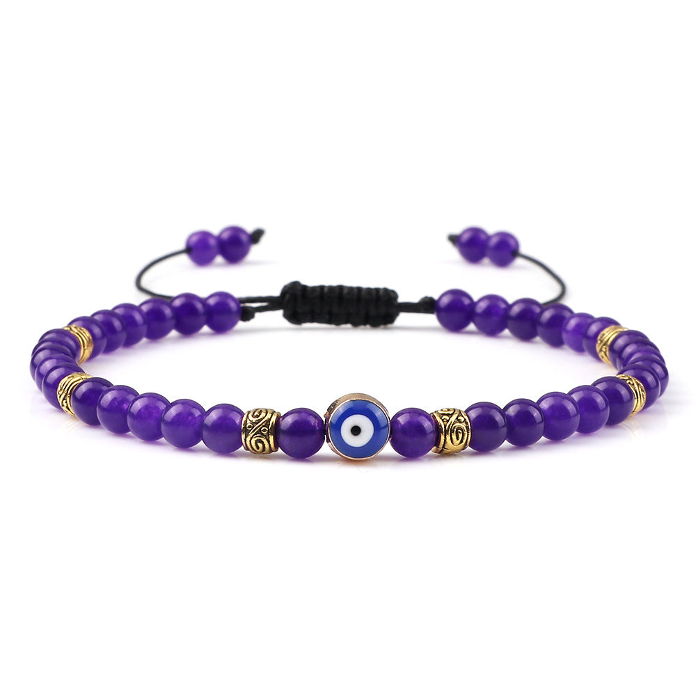 healing energy natural genuine gemstone crystal blue green black lava stone evil eyes charm bracelet design for women everyday