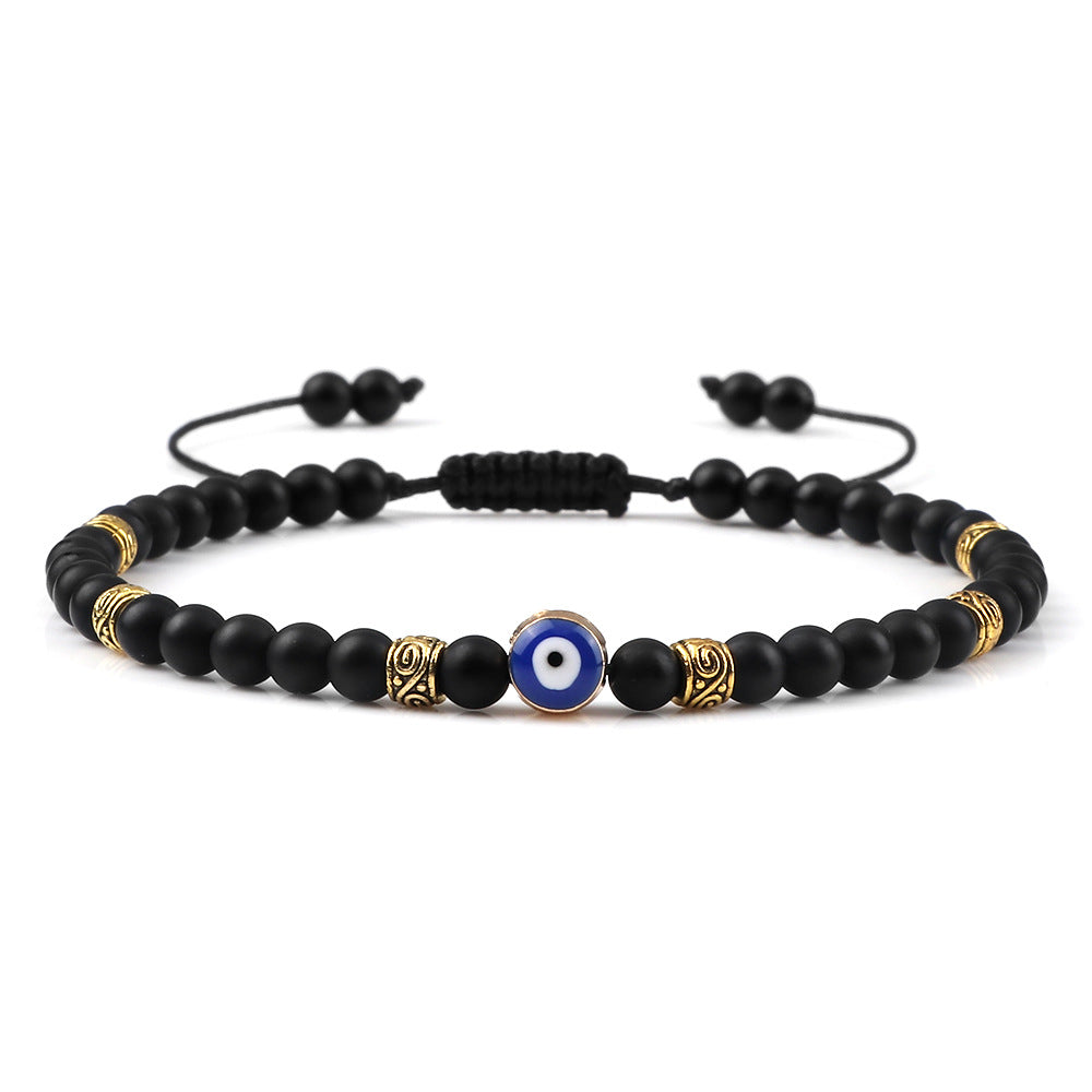 healing energy natural genuine gemstone crystal blue green black lava stone evil eyes charm bracelet design for women everyday