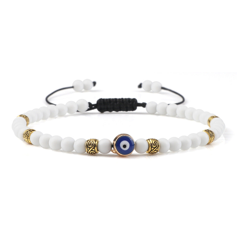 healing energy natural genuine gemstone crystal blue green black lava stone evil eyes charm bracelet design for women everyday