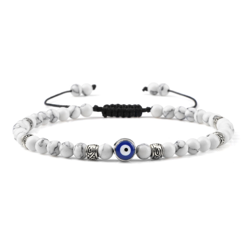 healing energy natural genuine gemstone crystal blue green black lava stone evil eyes charm bracelet design for women everyday