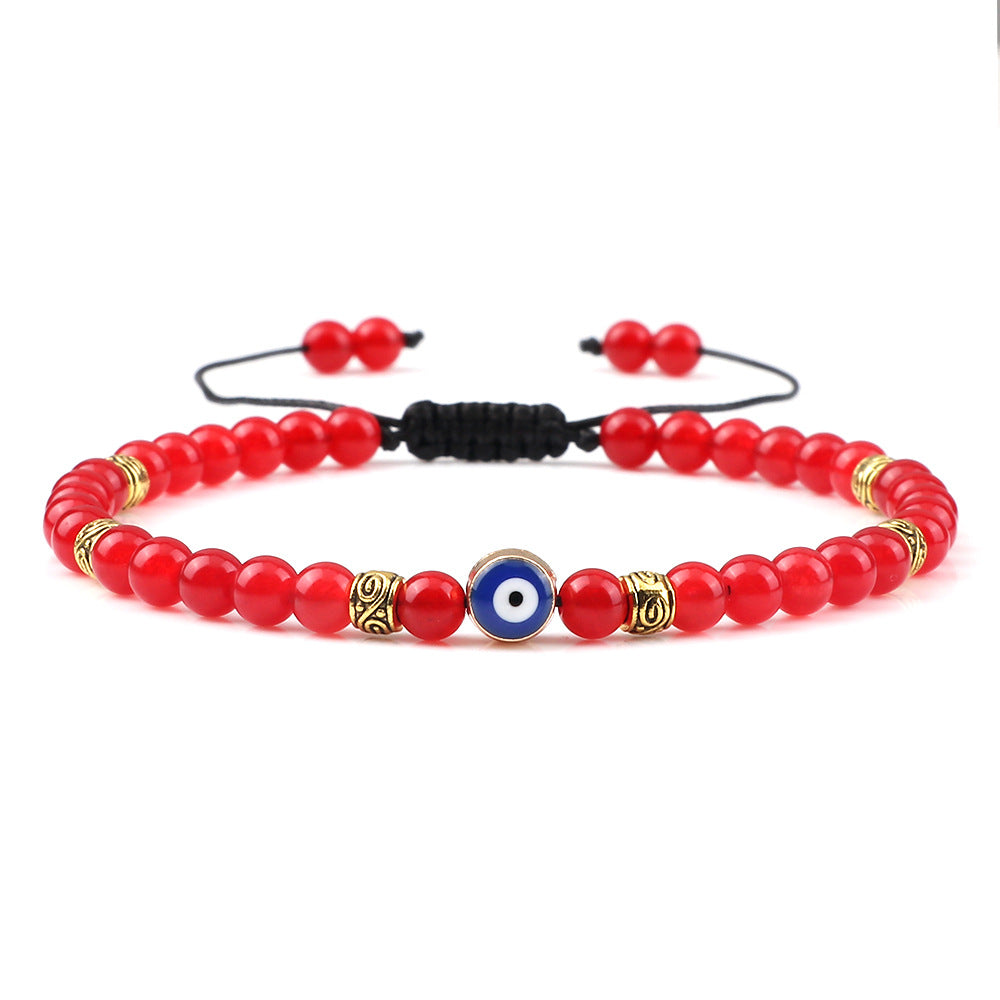 healing energy natural genuine gemstone crystal blue green black lava stone evil eyes charm bracelet design for women everyday