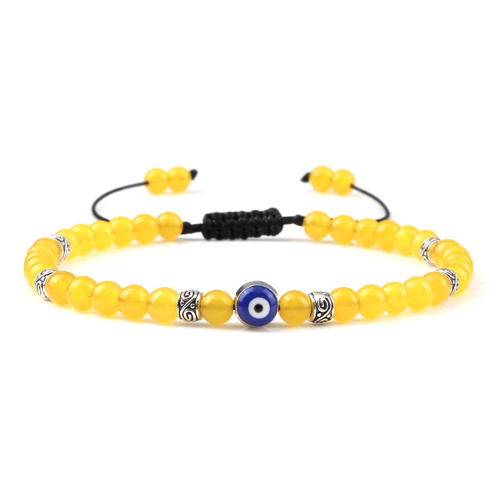 healing energy natural genuine gemstone crystal blue green black lava stone evil eyes charm bracelet design for women everyday