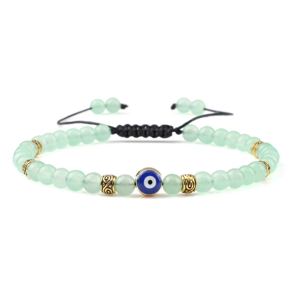 healing energy natural genuine gemstone crystal blue green black lava stone evil eyes charm bracelet design for women everyday