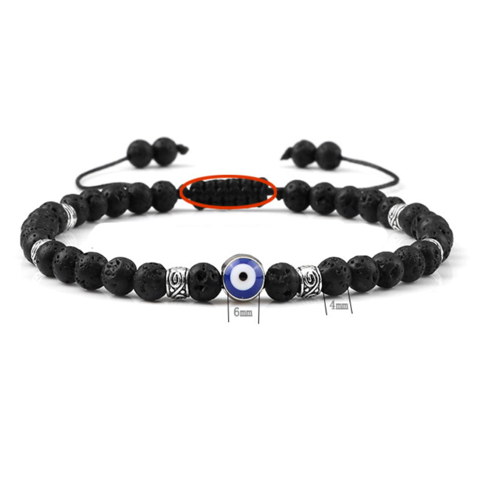 healing energy natural genuine gemstone crystal blue green black lava stone evil eyes charm bracelet design for women everyday
