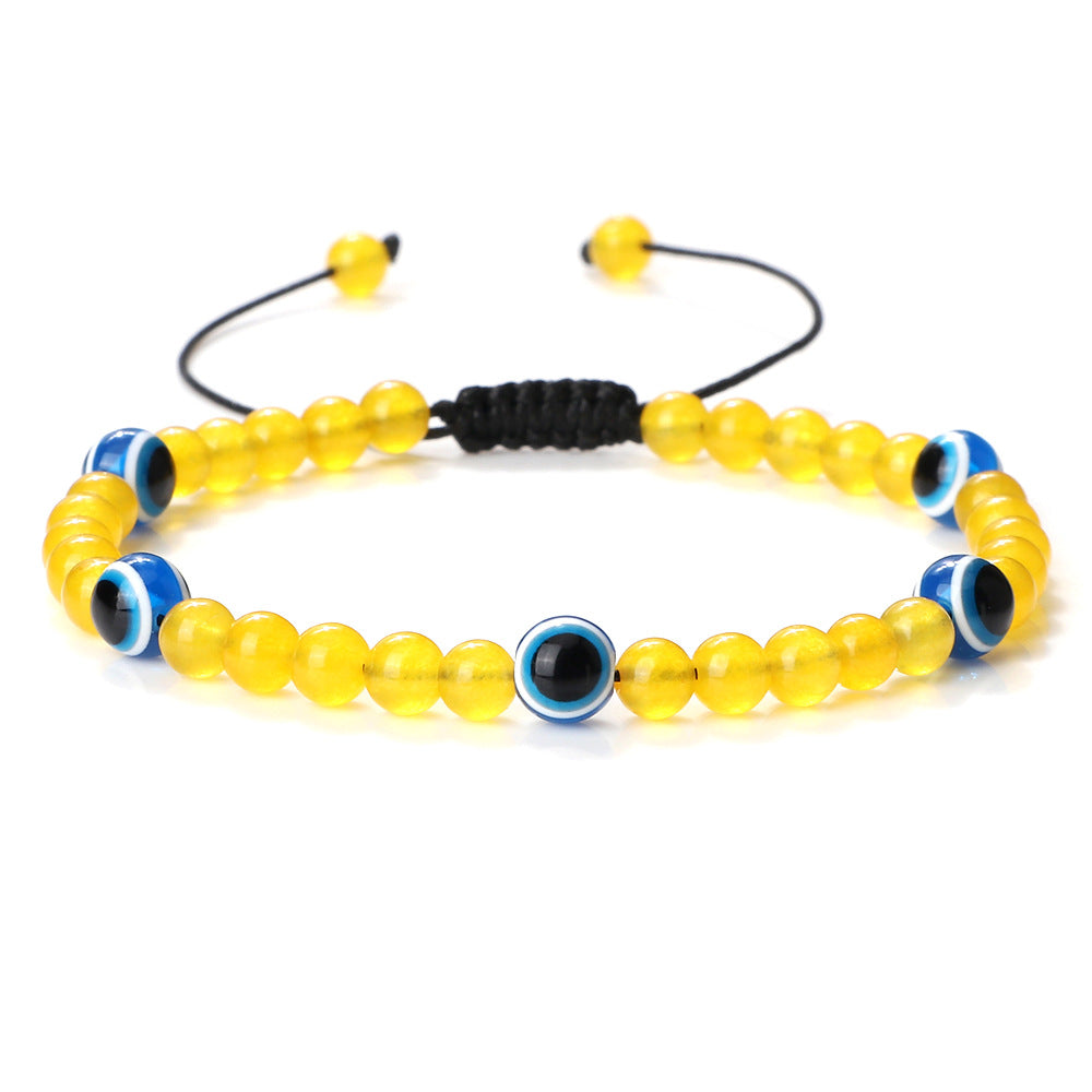 boho healing energy natural gemstone crystal blue green black lava stone evil eyes charm bracelet design for women everyday