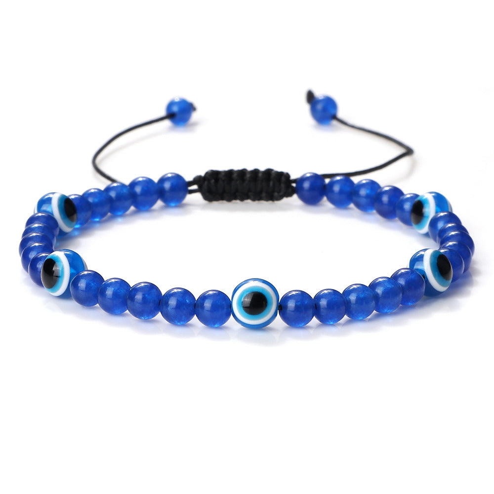 boho healing energy natural gemstone crystal blue green black lava stone evil eyes charm bracelet design for women everyday