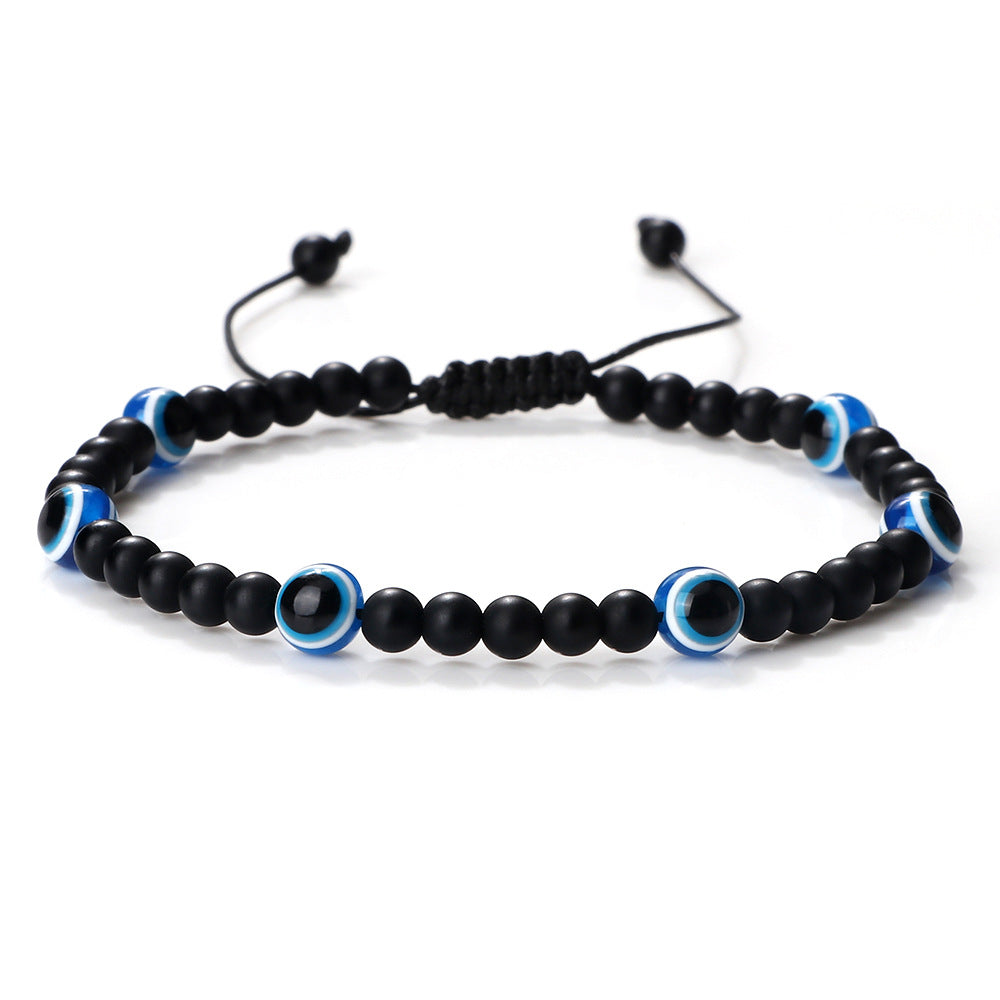 boho healing energy natural gemstone crystal blue green black lava stone evil eyes charm bracelet design for women everyday