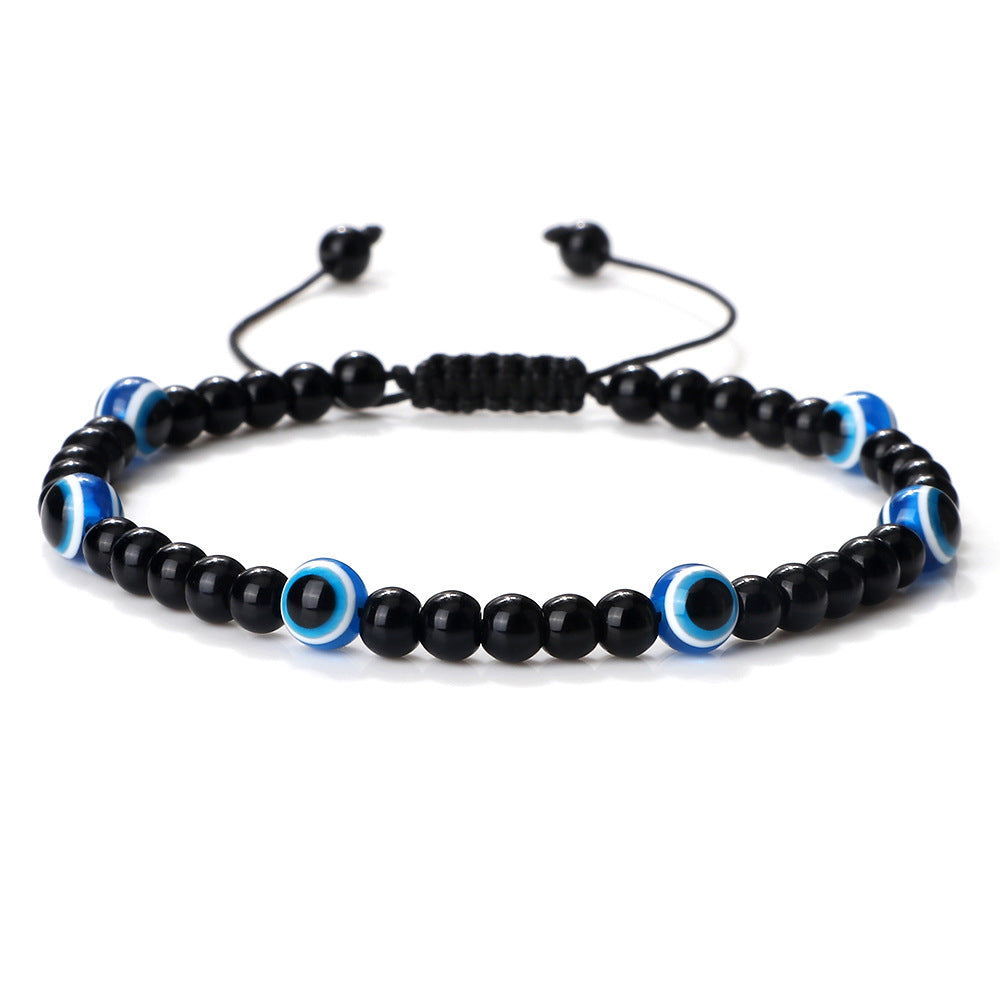 boho healing energy natural gemstone crystal blue green black lava stone evil eyes charm bracelet design for women everyday
