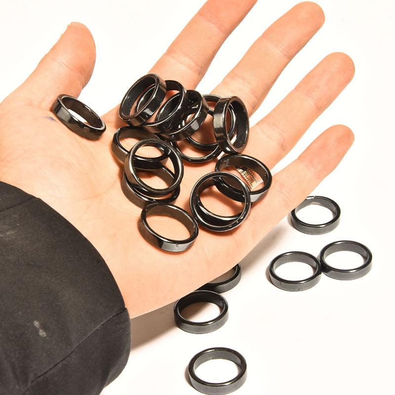 black magnetic hematite health ring natural black hematite finger rings magnet jewelry for men and women