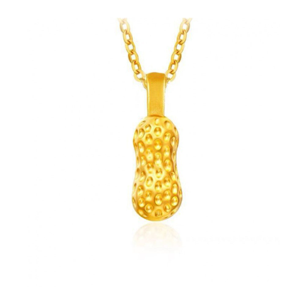 Dainty 18k Real 999 3d Hard Gold Necklace Heart Fish Feather Heart Flower Rose Clover Pendant Jewelry for Women