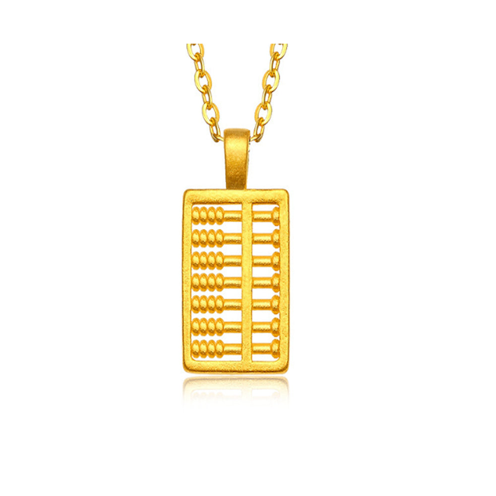 Dainty 18k Real 999 3d Hard Gold Necklace Heart Fish Feather Heart Flower Rose Clover Pendant Jewelry for Women