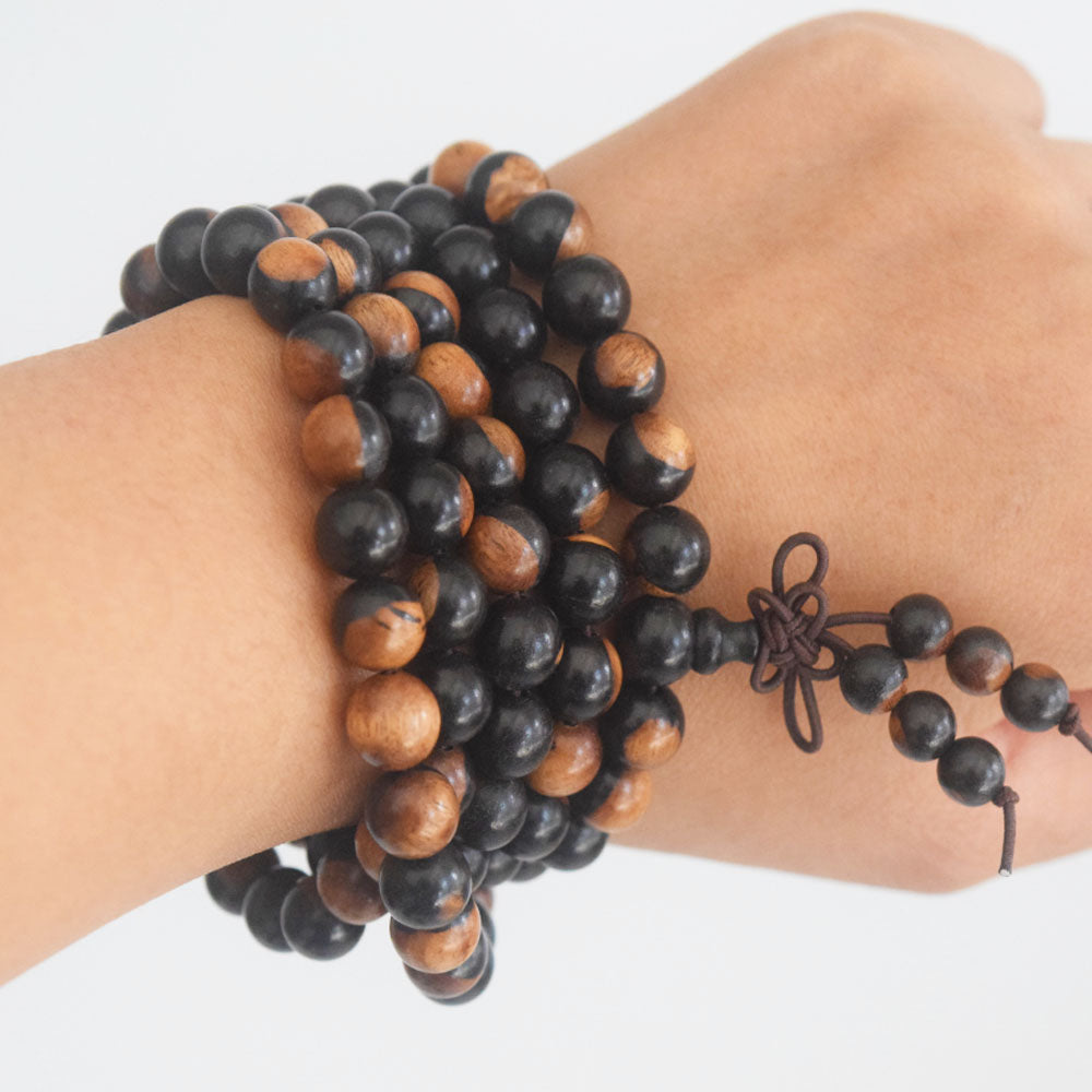 Unisex Natural Wood Meditation Rosary Wenge108 mala prayer beads Buddhist wooden bead Necklace Bracelet men women jewelry